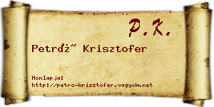 Petró Krisztofer névjegykártya