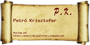 Petró Krisztofer névjegykártya